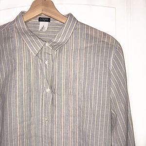J. Crew | Pinstripe Pleated Popover Tunic